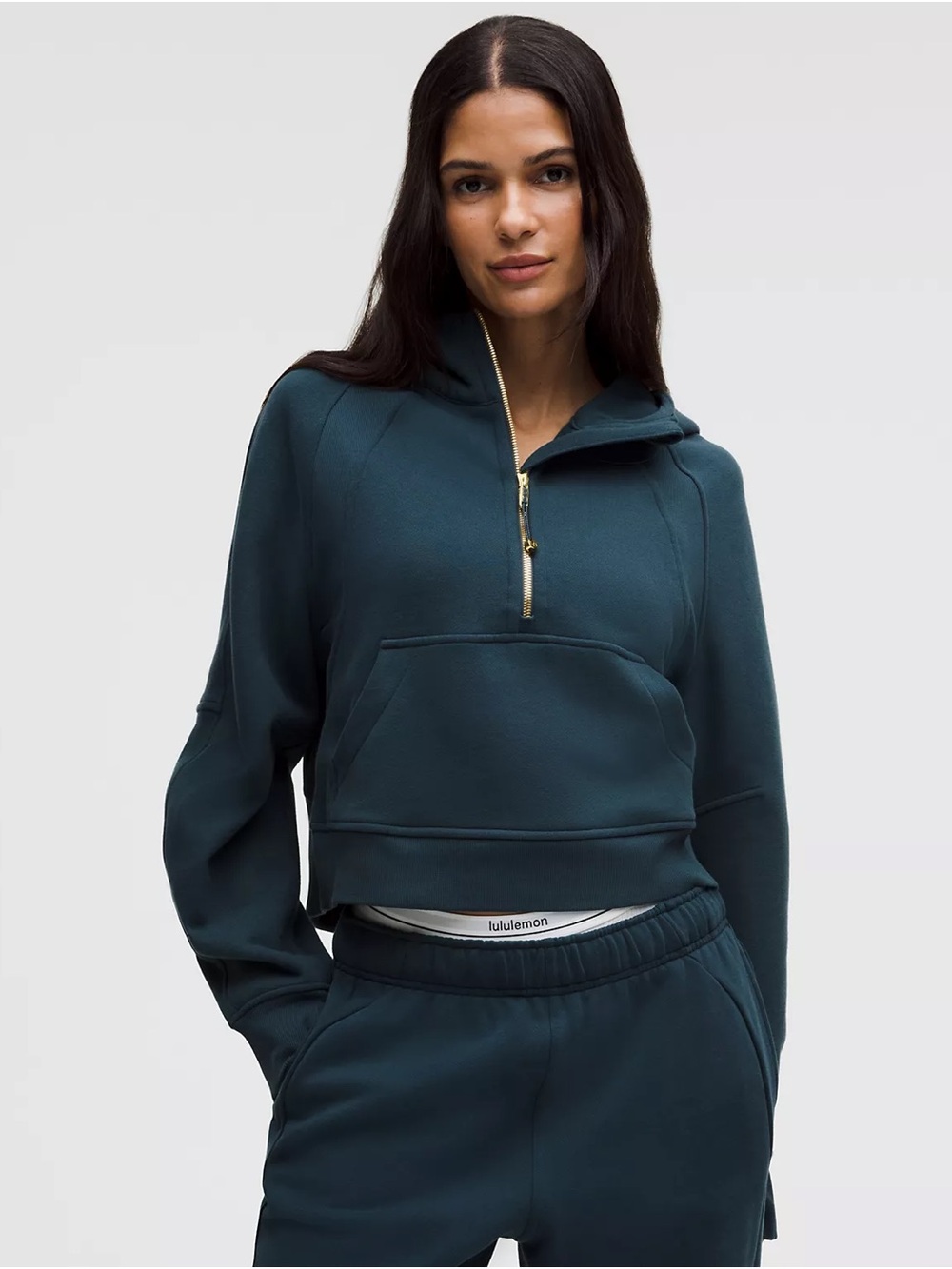 Scuba Oversized Half-Zip Hoodie in Indochine Blue and Gold
